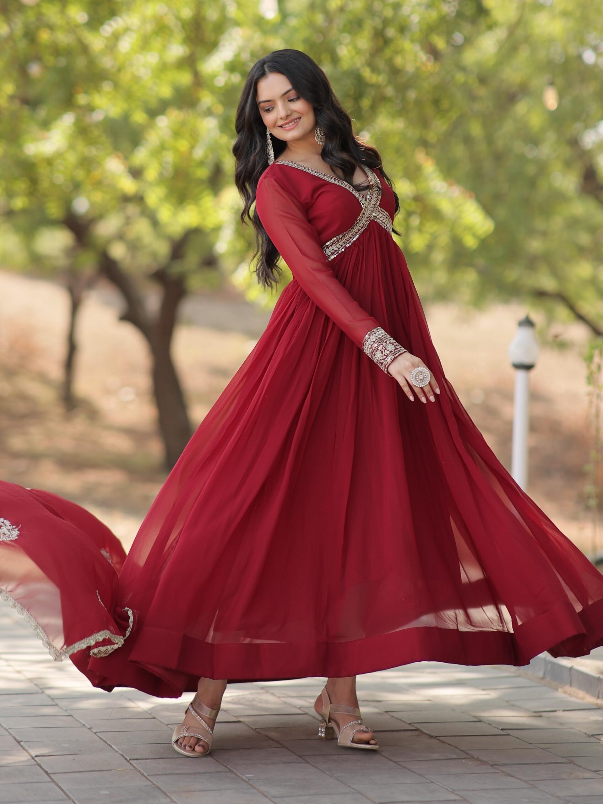 Premium Readymade Designer Gown With Dupatta Set // 007 - Image 3