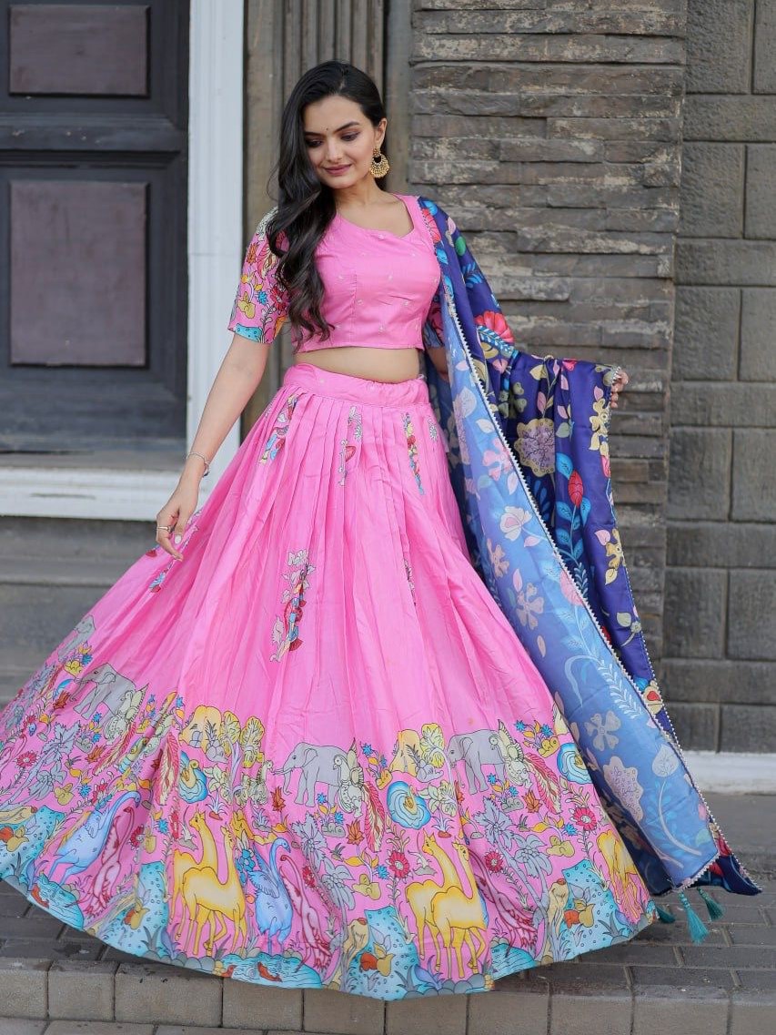 Designer Dola Silk Lehenga Blouse Dupatta Set // 015 - Image 4