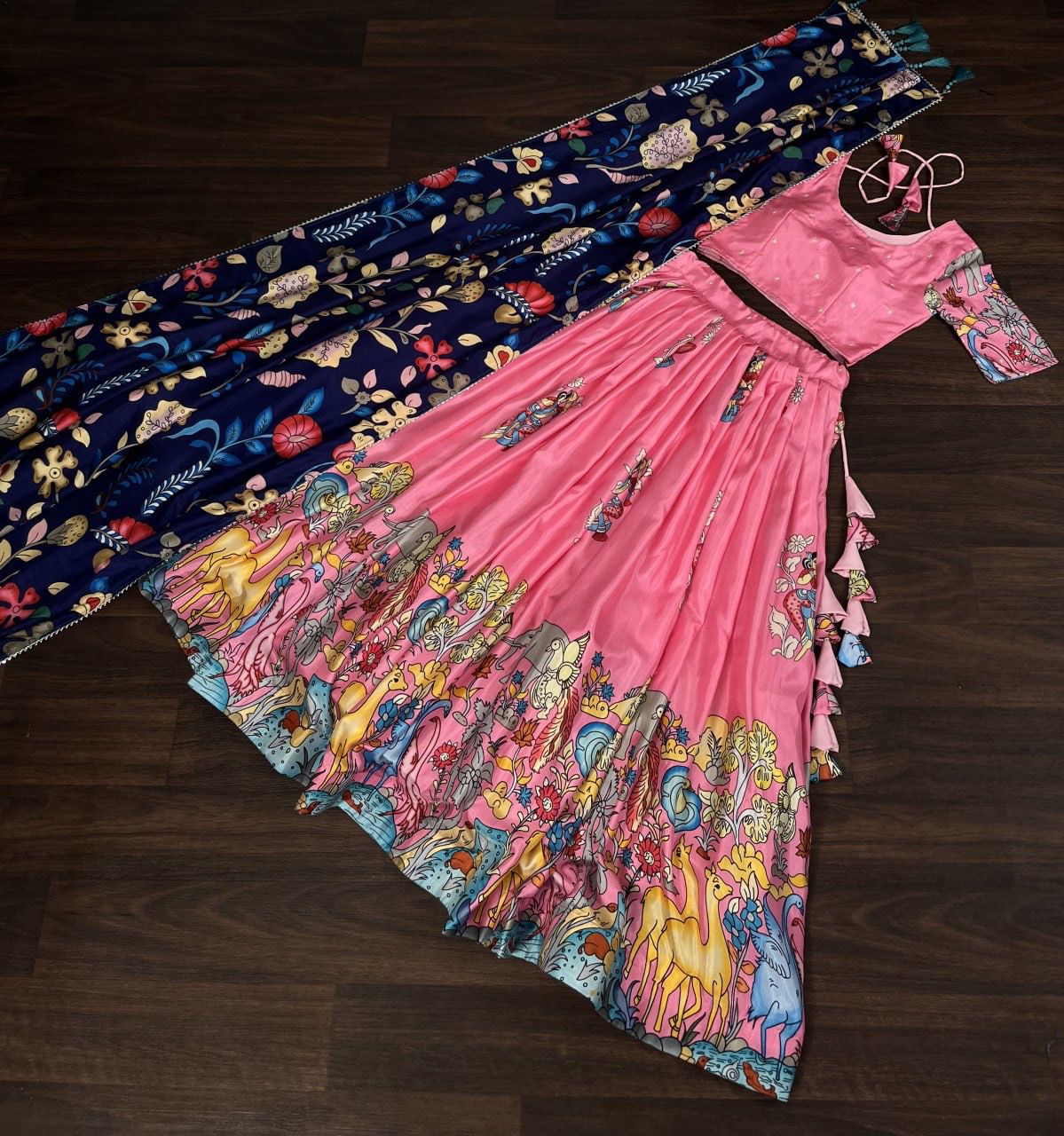 Designer Dola Silk Lehenga Blouse Dupatta Set // 015 - Image 2